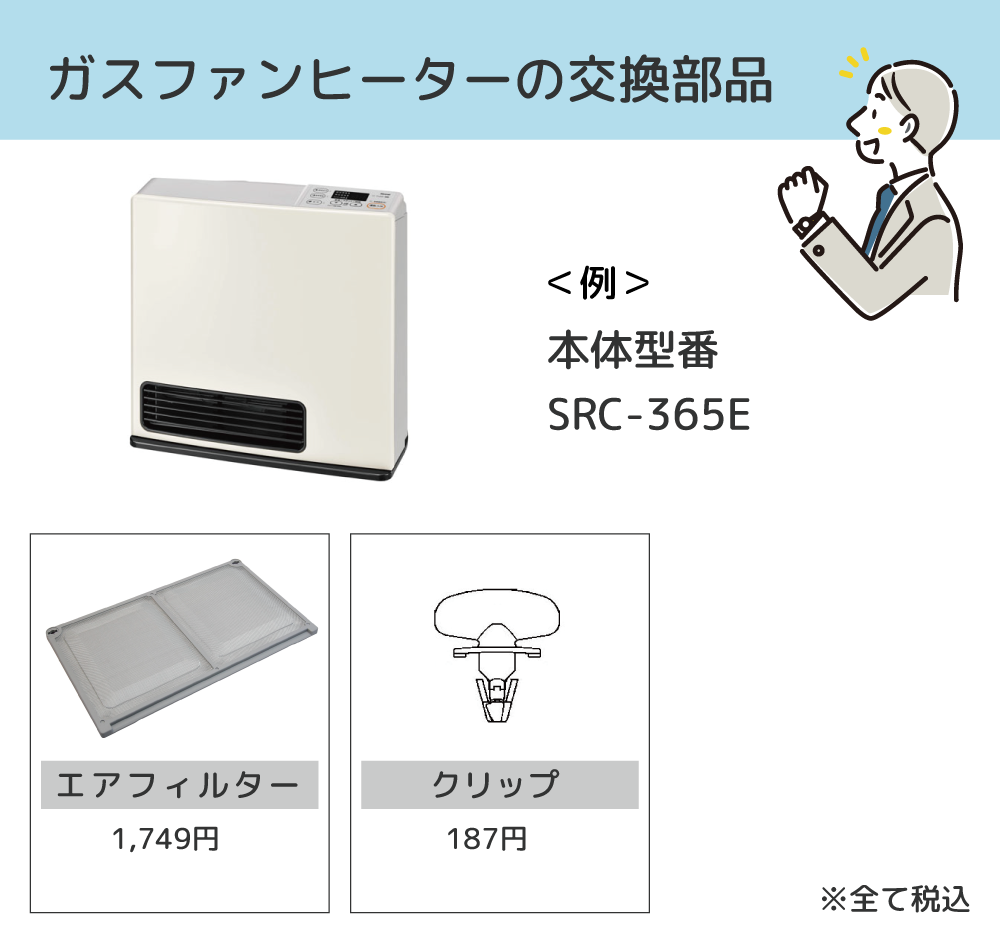 ガスファンヒーターの交換部品